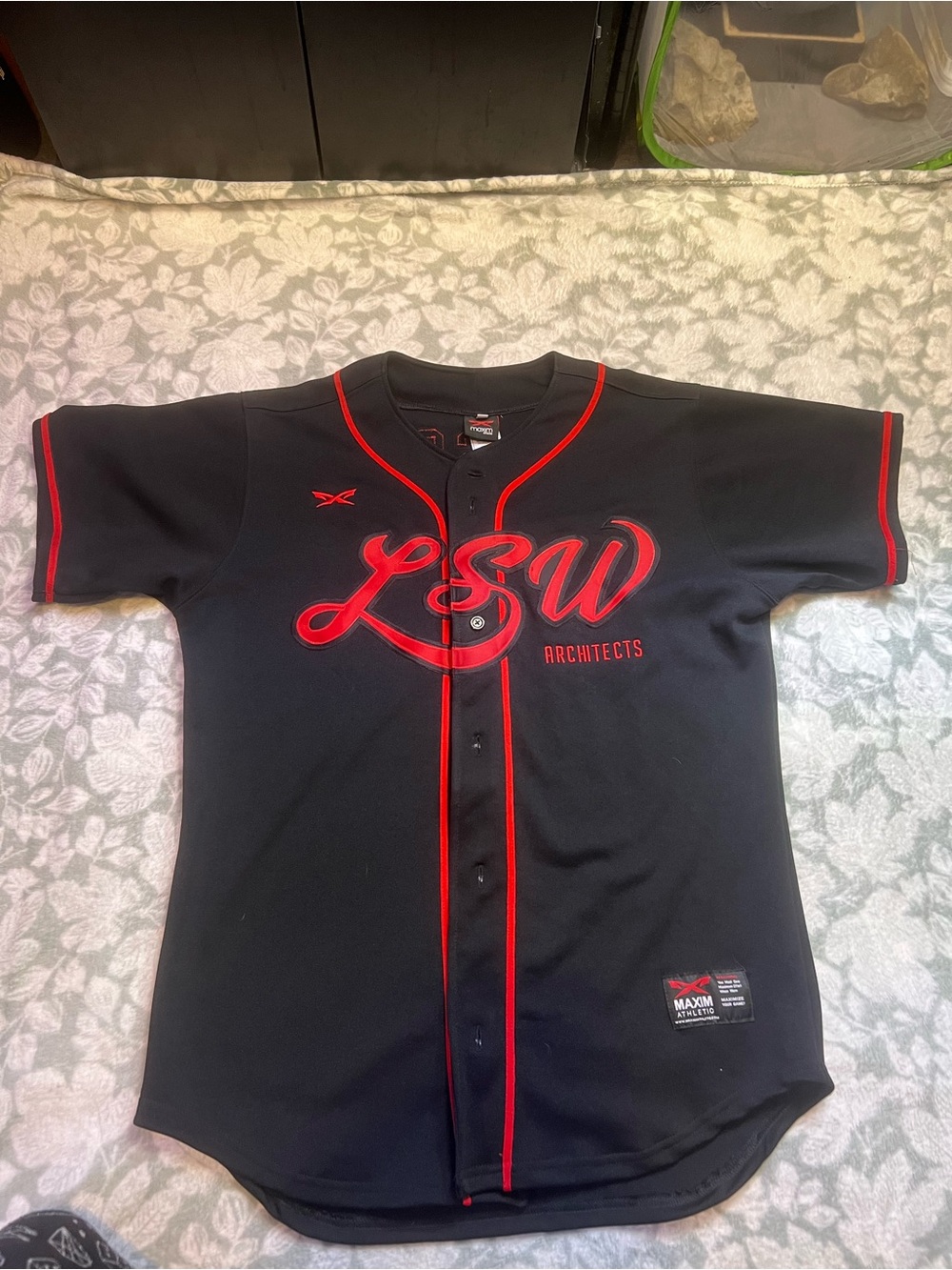 LSW Architects' Black & Red Baseball Jersey